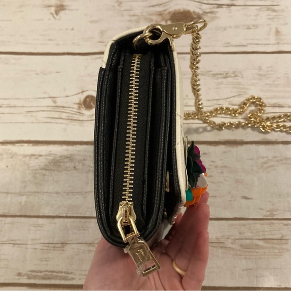 Betsey Johnson Lovely Brunch 3D Flower Faux Leather Wallet On A Chain Crossbody - Picture 8 of 16